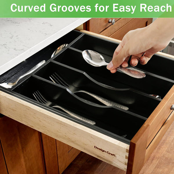 Bamboo Silverware Organizer for Kitchen Drawer Storage