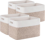 4 pack storage baskets for organizing, woven baskets for shelves, durable gift basket bins toy storage
