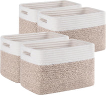 4 pack storage baskets for organizing, woven baskets for shelves, durable gift basket bins toy storage