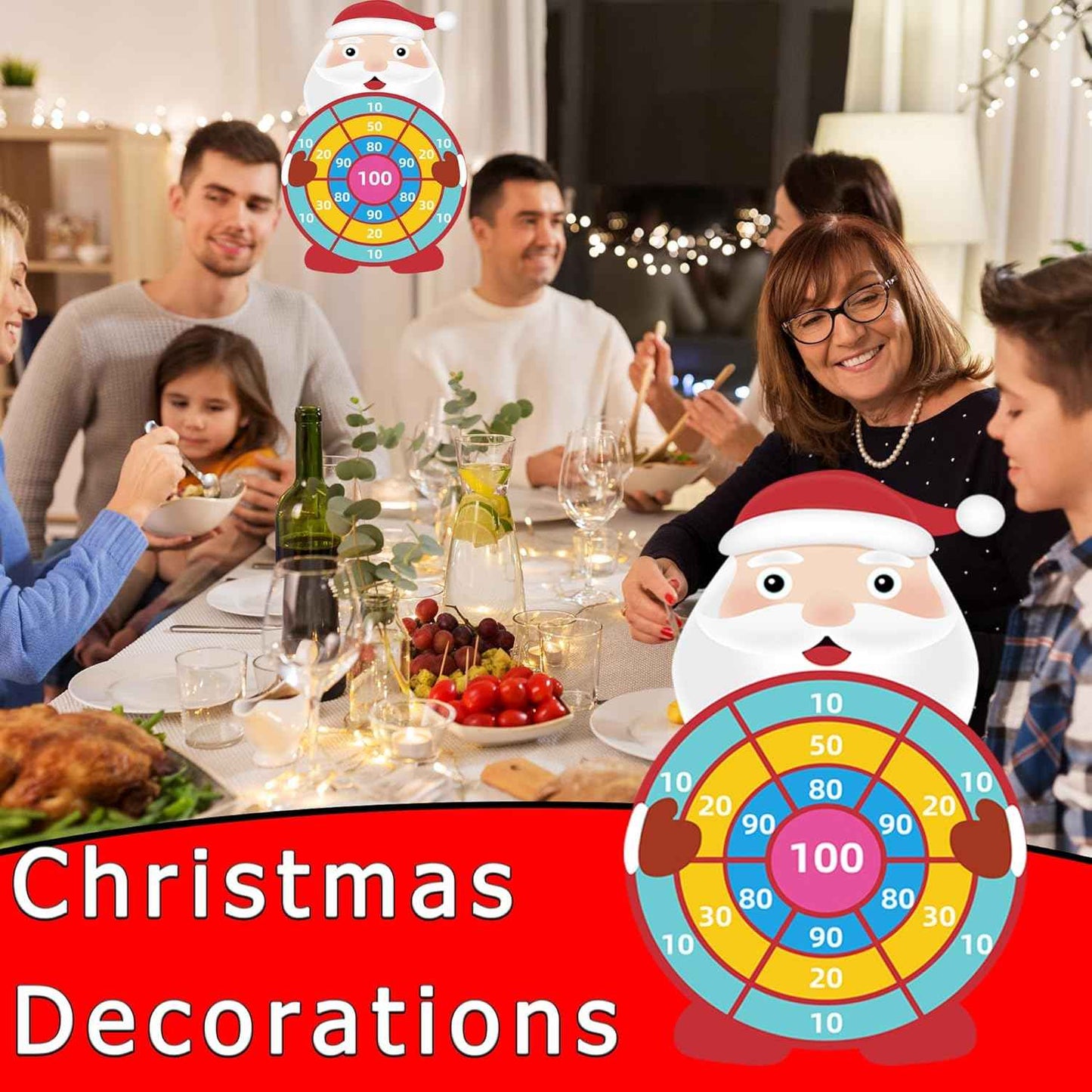 30” Christmas Games Toys Gifts for Kids, Large Santa Claus Dart Board Game, Christmas Party Supplies Indoor Outdoor Decor, Xmas Birthday Gifts for Boys Girls, Kids Party Favors Stocking Stuffers