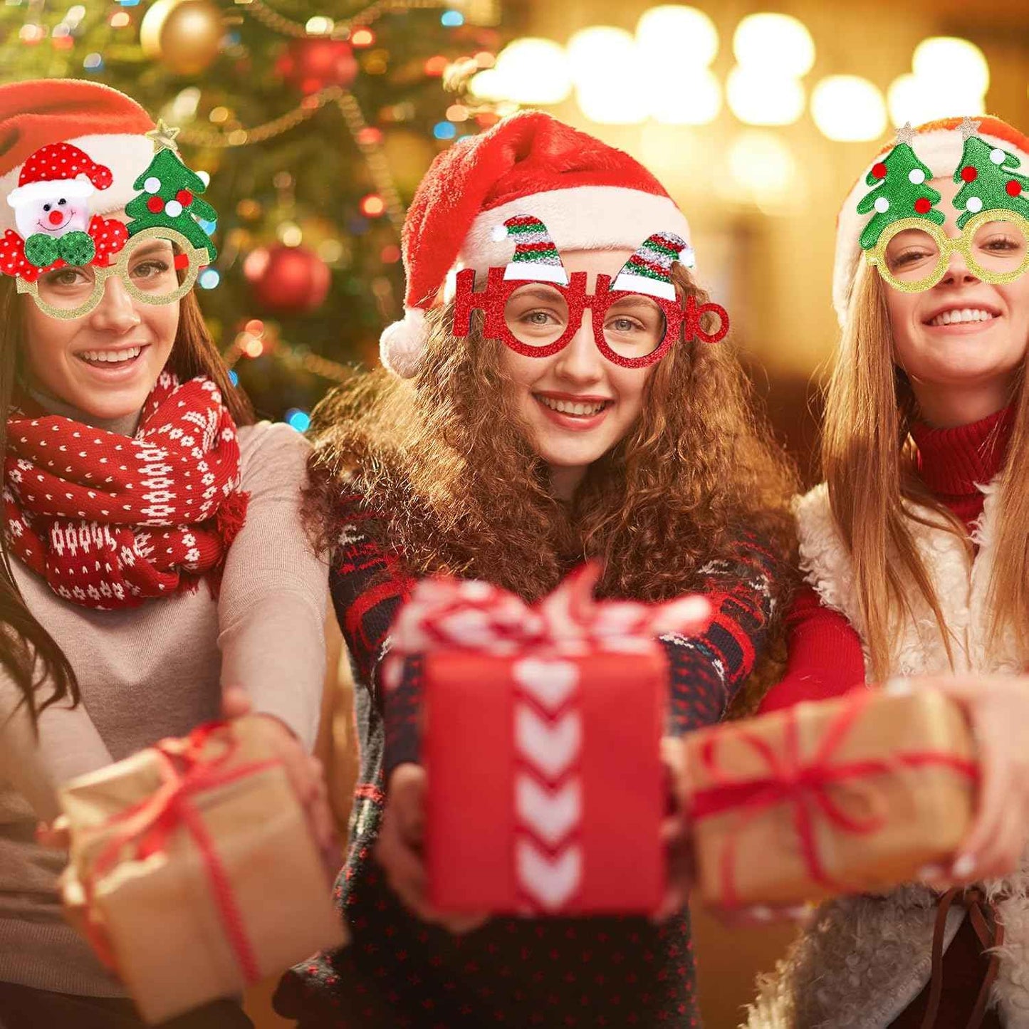 Max Fun 36 Pack Christmas Glitter Glasses, Holiday Eyeglasses Party Frames for Christmas Party Favors & Holiday Celebration Decorations, One Size Fits All