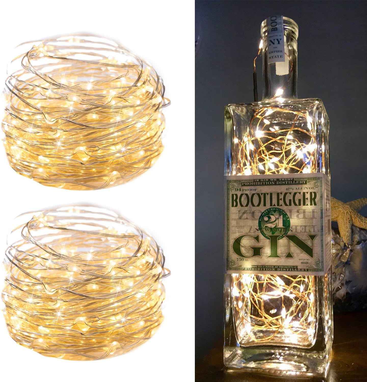 Minetom Fairy Lights Plug in, 33Ft 100 LEDs Waterproof Silver Wire Firefly Lights, Adaptor Included, Starry String Lights for Wedding Indoor Outdoor Christmas Patio Garden Decoration, Warm White