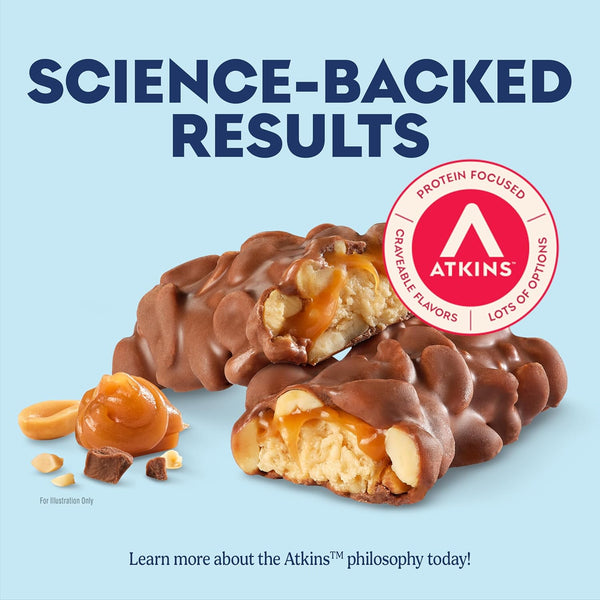 Atkins Caramel Chocolate Nut Roll Snack Bar, 16 Count, 1.55oz Bars