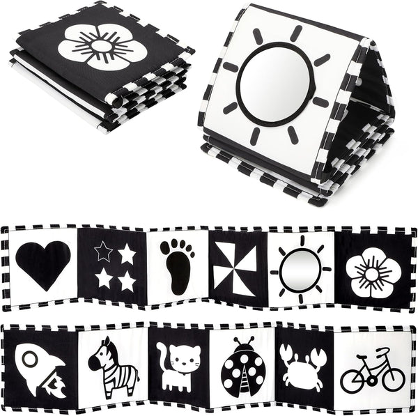 urmywo black and white baby toy, tummy time high contrast newborn toys 0-3 months, soft baby book