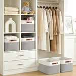 Large Fabric Storage Bins for Shelves 3 Pack Grey and White