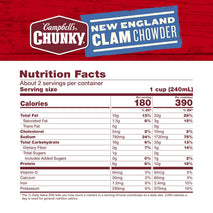 Campbell's Chunky New England Clam Chowder Soup, 18.8 Oz Can, Microwavable, 12 Grams Protein