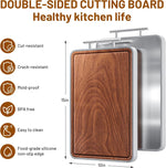 Double-sided cutting board made of titanium and ebony wood for kitchen use