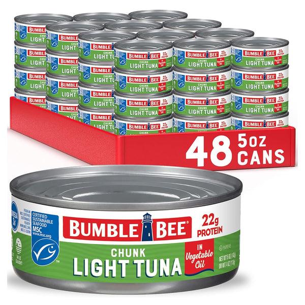Bumble Bee Wild Caught Skipjack Tuna In Water, 5 oz Cans (Pack of 24) - Low Carb, Gluten Free, Kosher