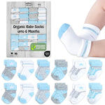 Mother's Choice Organic Cotton Baby Socks 0-6 Months, 12 pairs, Soft, Cozy, and Gentle Socks for Infants Girls and Boys