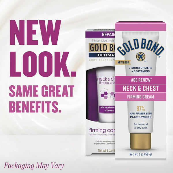 Gold Bond age renew neck & chest firming cream, 2 oz, clinically tested skin firming cream for aging skin