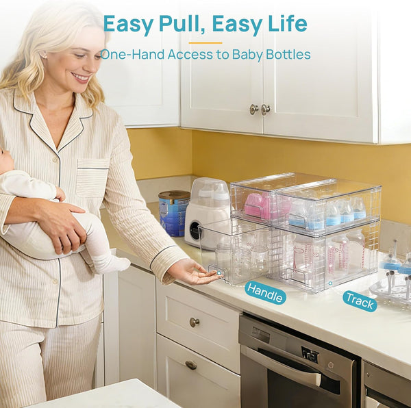 Vtopmart Clear Stackable Storage Drawers for Kitchen and Bathroom Organization