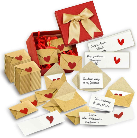 60 Mini Love Notes With Envelopes - Valentines Day Gifts For Him, Her, Boyfriend, Girlfriend - Valentines Gift For Husband, Wife - Anniversary Birthday Christmas I Love You Gifts For Couples