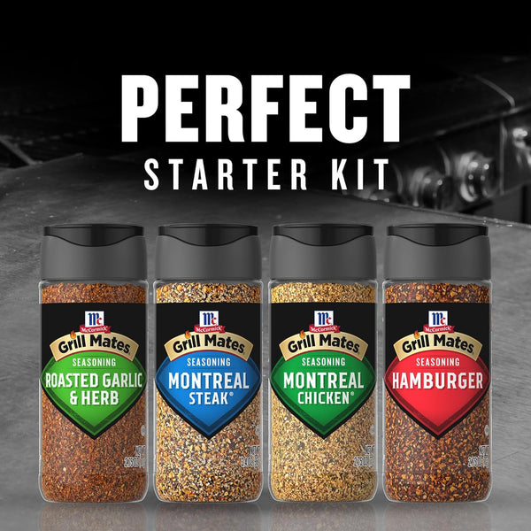 McCormick Grill Mates Spices, Everyday Grilling Variety Pack, 4-count, Montreal Steak, Chicken, Roasted Garlic & Herb, Hamburger