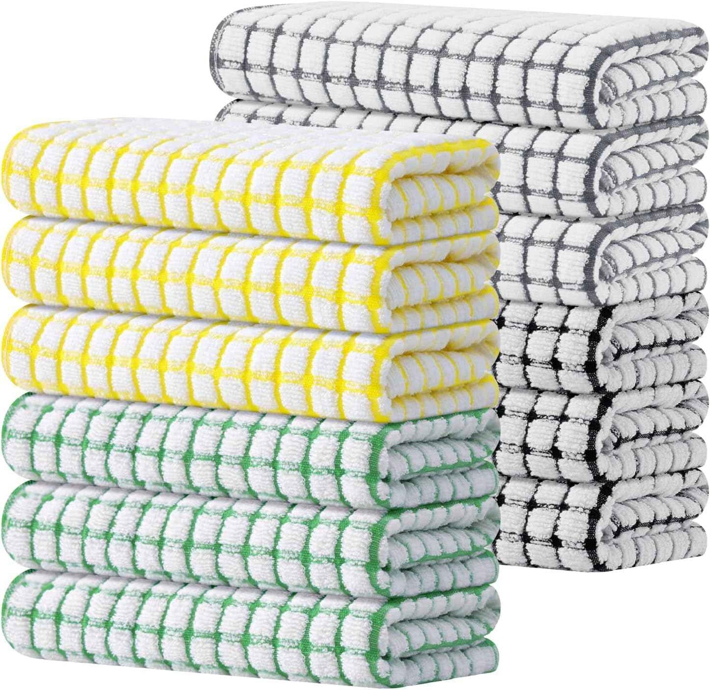 Kitinjoy Cotton 8 Pack Terry Kitchen Dish Cloths, 12 x 12 Inches Super Soft and Absorbent Dish Rags, Quick Drying Dish Towels for Washing Dishes, Mixed Color