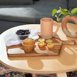 Acacia wood cutting board and serving board with handle for kitchen and dining