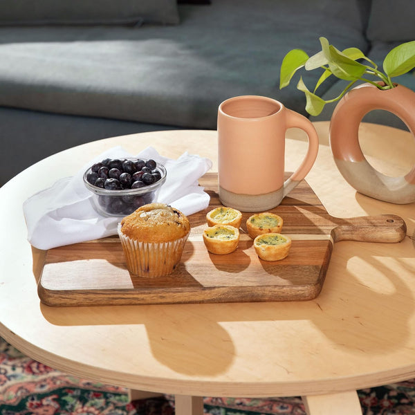 Acacia wood cutting board and serving board with handle for kitchen and dining