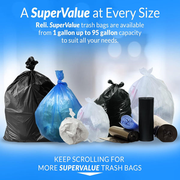 Reli. SuperValue 13 Gallon Trash Bags, 1000 Count, Clear, Multi-Use Garbage Bags