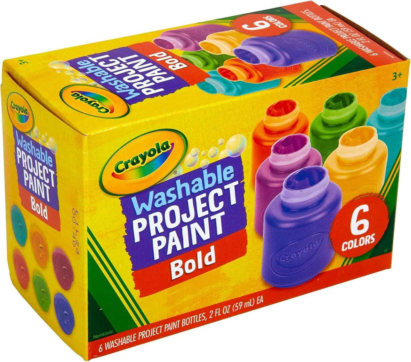 Crayola Washable Kids Paint (6ct), Assorted Bulk Paint Set for Kids, Must Have Preschool Arts & Crafts Supplies, Nontoxic, Learning Activities for Toddlers