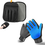 Pet Hair Removal Gloves for Dogs and Cats - 2-in-1 Deshedding Brush Massage Mitt for Shedding Control and Safe Pet Grooming 2-Pack (Blue)