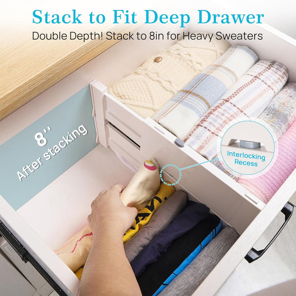 Vtopmart Drawer Dividers for Clothes Organizer 8 Pack Adjustable