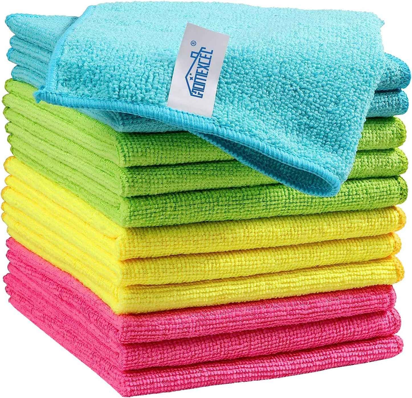 HOMEXCEL Microfiber Cleaning Cloth, Kitchen Towels 12 Pack, Lint Free, Scratch-Free, Highly Absorbent, Reusable Dish Towels for Kitchen and Household