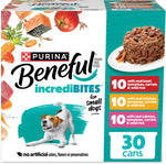 Purina beneful small breed dog food variety pack incrediBites with real beef chicken and salmon 3 oz cans pack of 30