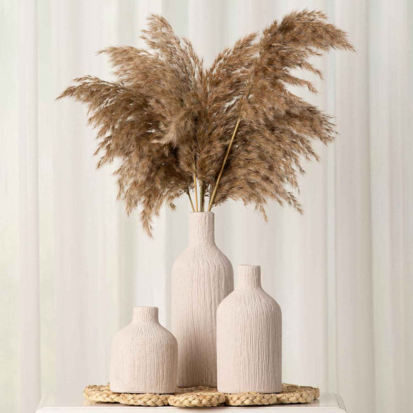 Ceramic White Flower Vase Set of 3 Home Decorations for Living Room Kitchen