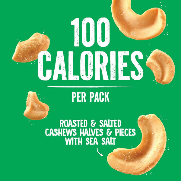 Emerald Nuts Roasted and Salted Cashews 7ct, 100-Calorie Individually Wrapped, Kosher Certified, Non-GMO, Plant-Based, No Artificial Additives