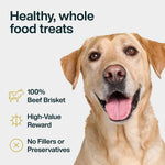 JustFoodForDogs Beef Brisket Dog, Human Grade, Grain Free, Rawhide Free, Low Calorie, 5 oz