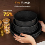 15-Piece Non-Stick Cookware Set with Detachable Handles and Oven Safety