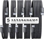 Lisen 5-pack usb c to c cable, 60w fast charging, 10ft for iphone 17, ipad, galaxy s25/s24