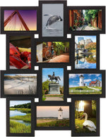 Melannco 18x23 inch black collage picture frame - multi-photo frame with 12 openings for family photos and home decor