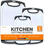 3-piece cutting board set with non-slip handles and gray color