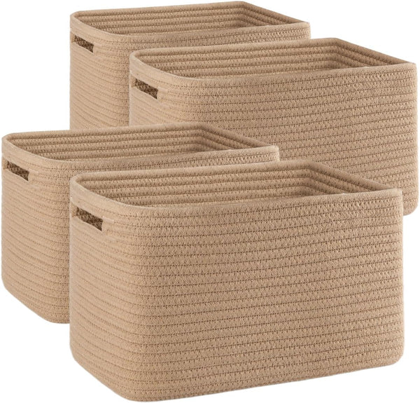 4 pack storage baskets for organizing, woven baskets for shelves, durable gift basket bins toy storage