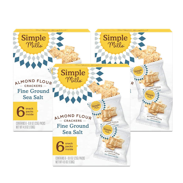 Simple Mills Almond Flour Crackers, Family Size, Fine Ground Sea Salt - Gluten Free, Vegan, Healthy Snacks, 7 Ounce (Pack of 2)