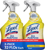 Lysol All Purpose Cleaner Spray, Multi-Purpose Disinfecting Spray, Kitchen & Bathroom Cleaner, Lemon Breeze, Lavender, & Mango Scents, 32oz (Pack of 4)