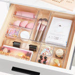 Clear Plastic Drawer Organizer Set for Bathroom Vanity and Kitchen