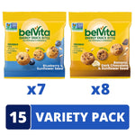 belVita energy snack bites variety pack, 2 flavors, 15 snack packs, 1.12 oz each