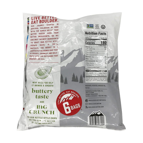 boulder canyon avocado oil sea salt potato chips 1.25 oz 6 count