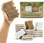 Biodegradable Natural Kitchen Sponge - Compostable Cellulose and Coconut Walnut Scrubber Sponge (12 Pack)