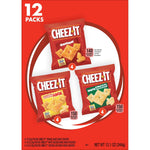 cheez-it variety pack, 12.1oz box, 12 packs, original, white cheddar, cheddar jack flavors
