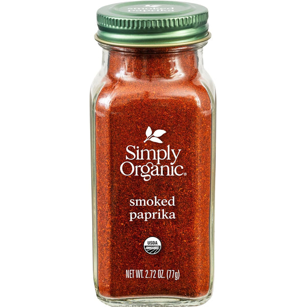 Simply Organic Oak Wood Smoked Paprika, 2.72 Ounce, Kosher, Deep Smokey Flavor, Spanish Paprika