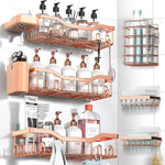 Shower Caddy Adhesive Shower Organizer 7-Pack, Rustproof Stainless Steel Bathroom Shelves, Large Capacity No-Drill Rack Storage Accessories with Soap Dish Toothbrush Holder &24 Hooks Home Decor