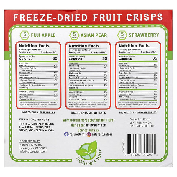 Nature's Turn Freeze-Dried Fruit Crisps Variety Bag Snack