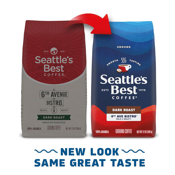 Seattle's Best 6th Ave Bistro Dark Roast Ground Coffee, 3 x 12 oz Arabica Bags