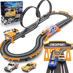 Slot Car Race Track Sets for Boys, Race Car Track with 2 High-Speed Slot Cars, Battery or Electric Car Track, Dual Racing Game Lap Counter Track Sets, Toys Gifts for Boys Girls Ages 4 5 6 7 8-12
