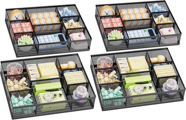 2 Pack Desk Drawer Organizer with Adjustable Compartments and 5 Dividers