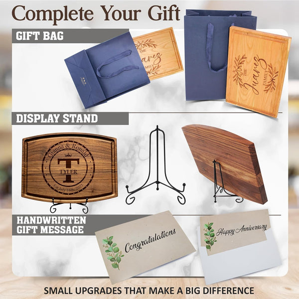 Personalized cutting board made from solid wood with deep laser engraving