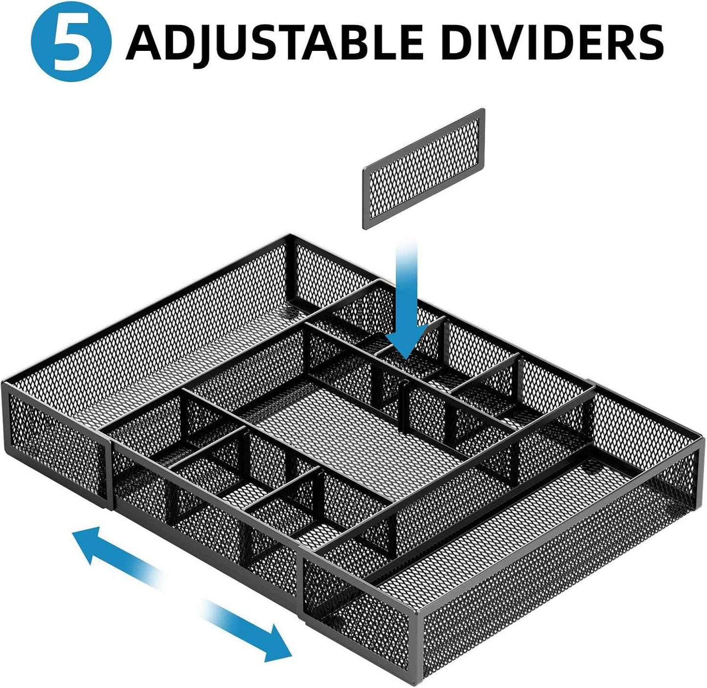 marbrasse expandable desk drawer organizer with 10 adjustable compartments black