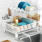 Compact 2 Tier Dish Drying Rack for Kitchen Counter